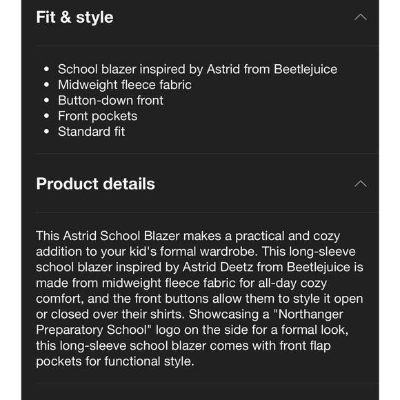 Girls' Astrid School Blazer - Charcoal Gray L NWT - Picture 5 of 6